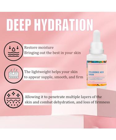 Hyaluronic Acid Serum for Face - Hyaluronic Acid Serum - Face Serum for Women - Hydration for Dry Skin to Moisturize - Plump and Firm - Hyaluronic Acid For Face Hydrated - Skin Care for All Skin Type - Buy Online on GoSupps.com