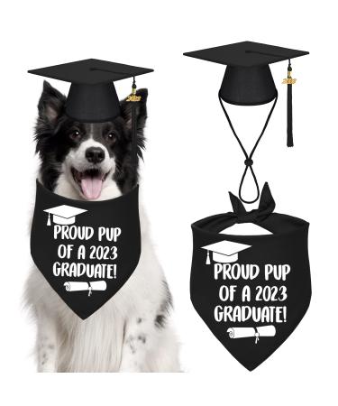 STMK Dog Graduation Cap Bandana, Graduation Dog Cap with 2023 Tassels Dog Graduation Outfits Gifts Graduation Bandana for Small Medium Large Dogs (Black, Cap & Proud Pup of A Graduate Bandana) Black Cap & Proud Pup of A Graduate Bandana