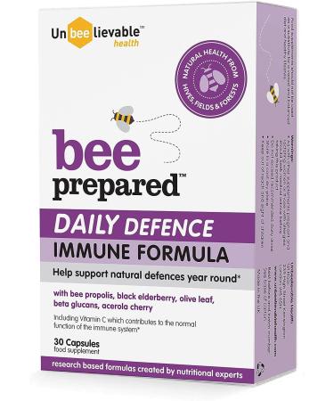 Unbeelievable Health Bee Prepared Daily Defence Immune System Formula - Created by Nutritional Experts - Contains Bee Propolis Elderberry and More Immunity Support Supplement 30 Count (Pack of 1)