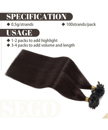 20" Keratin Pre Bonded Human Hair Extensions 100 Strands (#2 Dark Brown 50g) - Buy Online on GoSupps.com