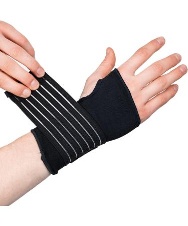 Actesso Elastic Wrist Support with Strap - XL Black - For Sprains, Injuries, or Sports - Flexible Support Without Metal Bar | Left or Right - Buy Online on GoSupps.com