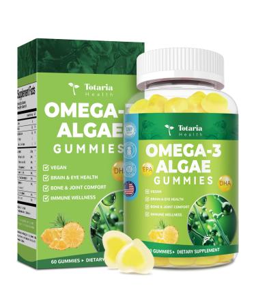 10-in-1 Vegan Omega-3 Gummies 1500mg with DHA 600mg, EPA 400mg, Phytosterols, Turmeric, CoQ10, Phosphatidylserine, Monk Fruit, Algae Omega 3 Supplement Fish Oil Alternative for Adults & Teens - 60 Cts