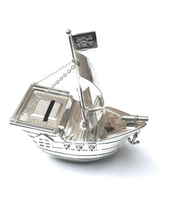 Personalised Pirate Ship Money Box | Custom Engraved Gift for Christening or Birthday - Buy Online on GoSupps.com