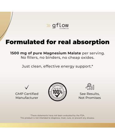 Gflow Vitamins Magnesium Malate Supplement 1,500 mg | Supplement in Capsules Made with Magnesium Complex | Made in The USA - Buy Online on GoSupps.com