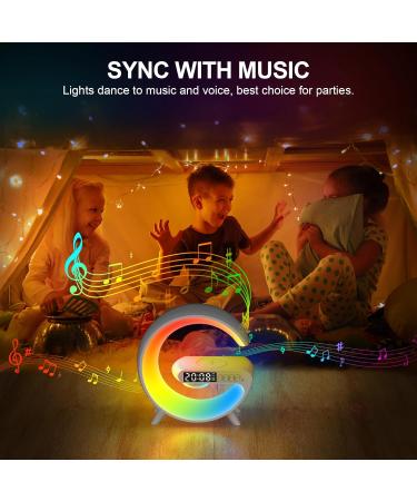 Sunrise Alarm Clock with Bluetooth Speaker, Wireless Charger, and RGB Color Changing Night Light - White - Buy Online on GoSupps.com