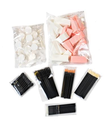 CS Beauty 80 Piece Makeup Tool Set - Includes Sponge Wedges Eyeliner Applicators Lip Brushes Lip Gloss Wands Mascara Spoolie Wands Compressed Face Tissue Resealable Bag