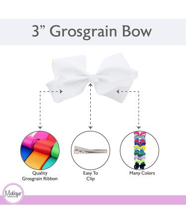 3 Inch White Grosgrain Bow Set for Little Girls - Pack of 2 - Buy Online on GoSupps.com