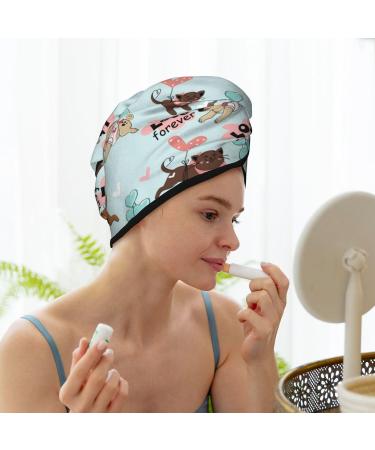 Cute Pug Dogs Microfiber Hair Towel - Super Absorbent Stretchy Wrap for Women | Quick Dry Coral Velvet Cap for Long Curly & Thick Hair - Buy Online on GoSupps.com