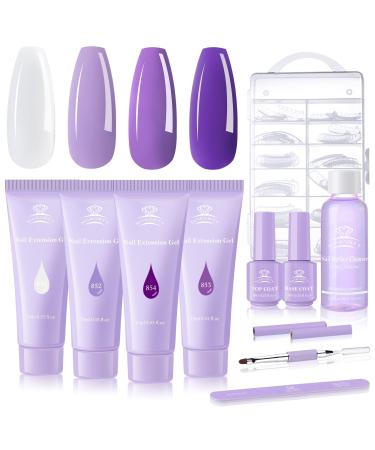 Makartt purple poly-nail gel-kit Gel-nail kit with slip solution gel nail kit long-lasting hard gel for the nail structure nail extension set dual form base top coat