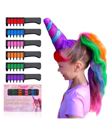 Cevioce Hair Chalk for Girls Temporary Hair Color Hair Accessories Toys for Girls Kids Teens Washable Hair Dye Girls Makeup Kits of 6 Temporary Colour Chalk Great Toy Gifts for Girls Age 4 5 6 7 8 9 10+ Easter Birthday C...