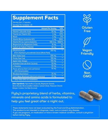 Flyby Recovery Supplement - All The Hang Without The Over! - with Milk Thistle Vitamin C Activated Charcoal and Apple Cider Vinegar - Pre & Post Drinking Formula (120 Count) - Buy Online on GoSupps.com