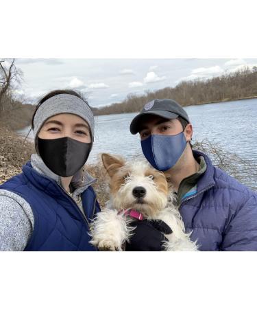 Borgasets Breathable Sport Face Mask - Adjustable Reusable Comfort Mask Navy Blue 2 Pack - Buy Online on GoSupps.com