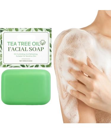  Qkbuza Tea Tree Oil Soap 100g Natural Bath Soap for facial and body acne athlete's foot tinea ringworm folliculitis and jock itch - Buy Online on GoSupps.com