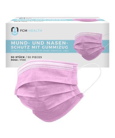 Mea Vita medical disposable mouth and nose protection type IIR pack of 50 3-ply EN-14683 disposable mask elastic band (pink) - Buy Online on GoSupps.com