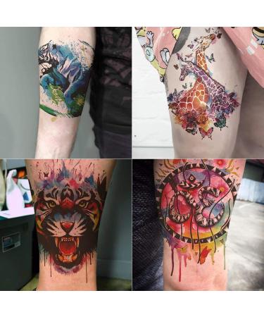 Oottati 12 Sheets Large Temporary Tattoos - Flower Arm Watercolor Designs for Men and Women - Buy Online on GoSupps.com