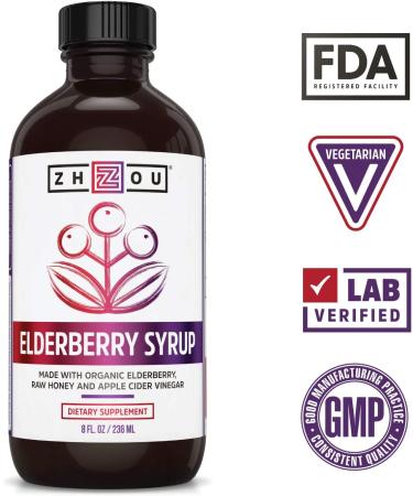 Zhou Nutrition Elderberry Syrup 8 fl oz | Immune Support & Antioxidant Boost - Buy Online on GoSupps.com