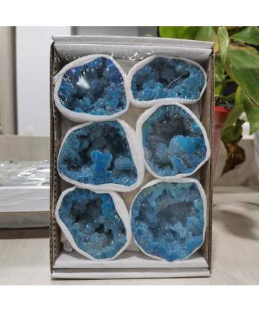 Natural Crystal Rough Natural Agate geode Stone Specimen Electroplating Blue Agate geode