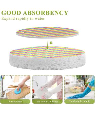 3-Pack Cleaning Kitchen Sponges Oval Bright Rainbow Stripes Kitchen Cellulose Dishwashing Wood Pulp Cotton - Buy Online on GoSupps.com