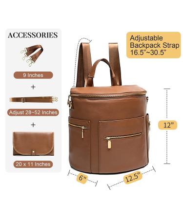Miss Fong Large Leather Diaper Bag Backpack | 16 Pocket Organizer with Changing Pad & Insulated Pockets | Stroller Straps | Convertible Brown - Buy Online on GoSupps.com