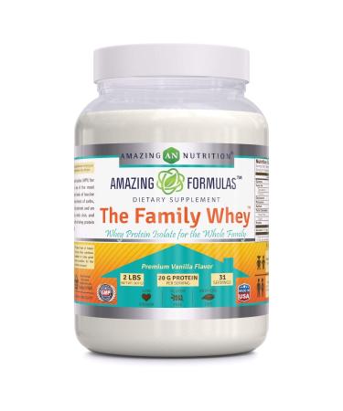 Amazing Formulas The Family Whey Protein (Isolate) Powder for The Whole Family - 2 lbs - Most Complete & Purest Form of Protein - Gluten Free (Vanilla)