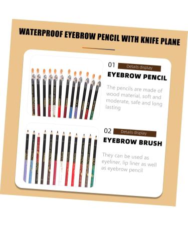 FOYTOKI 12pcs Lip Liner Eyeliner Lip Pencil Eyebrow Brush Angled Waterproof Lip Liner Pencil Wooden - Buy Online on GoSupps.com