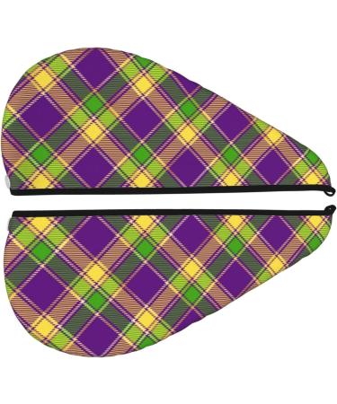Microfiber Hair Drying Cap - Mardi Gras Plaid Soft Absorbent Towel Wrap for Curly Long & Thick Hair | Quick Dry Fast Drying - Buy Online on GoSupps.com