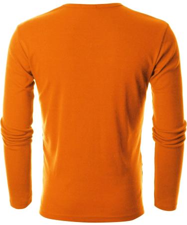 GIVON Men's V Neck T Shirt Slim Fit Long Sleeve Thermal Top - Cotton-Orange 3X-Large - Buy Online on GoSupps.com