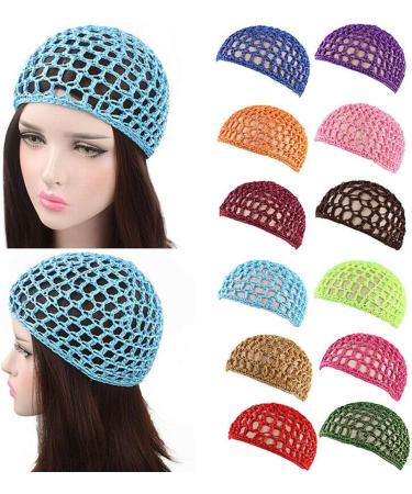 Handmade Women's Mesh Crochet Hair Net in Black - Sleep Cap Head Scarf Bonnet Snood Cover - Buy Online on GoSupps.com