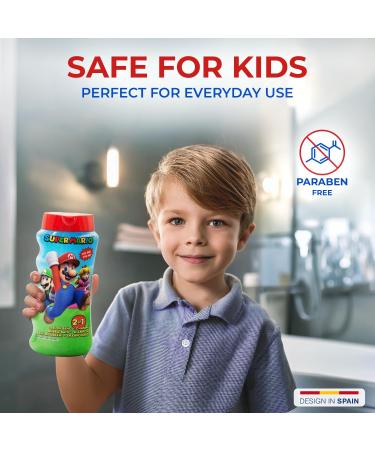 Super Mario Children Hair and Body Wash 2 in 1 Bubble Bath and Shampoo Suitable for All Hair Types and Dry Sensitive Skin and Scalp 475 ml - Buy Online on GoSupps.com