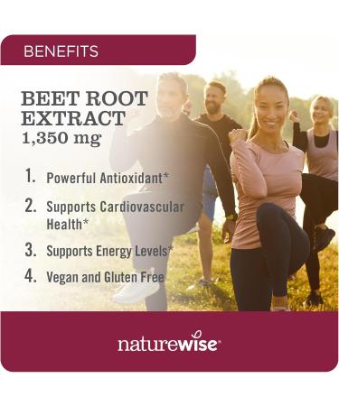 NatureWise Beet Root Capsules 1300mg - Organic Nitric Oxide Booster for Heart Health | Vegan Gluten-Free Non-GMO | 240 Capsules (4-Month Supply - Buy Online on GoSupps.com