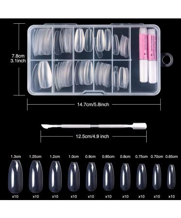 100 Pieces Clear False Nails | Artificial Fingernails Tips with Glue & Cuticle Pusher - Perfect for Women & Girls 10 Sizes Available - Buy Online on GoSupps.com