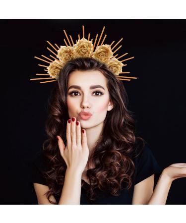 FRCOLOR Goddess Crown Sunburst Spiked Gold Sun Headband Halloween Dress up Headpiece Celestial Crowns Tiaras for Women Photoshoot Accessories Golden - Buy Online on GoSupps.com