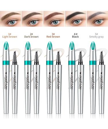 Eyebrow Pen Microblading Eyebrow Pencil Brow Pencil with fork Precise Brush-Tip Creates Natural Looking Brows Effortlessly Create Natural Hair Like Brows (Black) - Buy Online on GoSupps.com