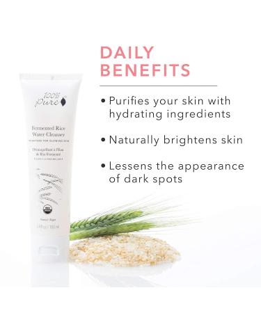 100% Pure Fermented Rice Water Cleanser - Natural Face Wash for All Skin Types Daily Makeup Remover - 3.4 Fl Oz - Buy Online on GoSupps.com