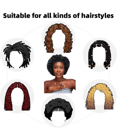 Buy Eupinduo Satin Sleeping Caps - 2 Piece Bonnet for Curly Hair Soft High Elastic Night Hood in Black & Purple - Buy Online on GoSupps.com