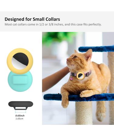 2022 Airtag Cat Necklace Holder - Waterproof 2-Pack Compatible with Apple Airtag - Small Cat Neck Band Covers in Blue-Green & Yellow - Buy Online on GoSupps.com