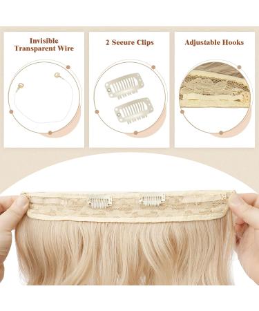 Feshfen Invisible Hair Extensions - Honey Blonde & Platinum Blonde Curly 45cm | Adjustable Secret Hair Part for Women - Buy Online on GoSupps.com