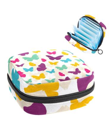 Women's bonds Storage pockets Stillpad Halter Bunte Butterflies Pattern Portable Period Kit Bag Feminine product bag for women girls color1