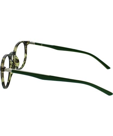 Opulize Green Tortoiseshell Reading Glasses | Large Round Comfort Fit | Unisex | Spring Hinges | +1.00 Magnification | Moss Green Arms - Buy Online on GoSupps.com