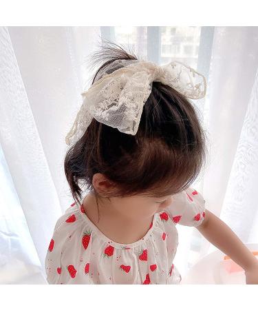 Off-White Large Lace Hair Bows for Girls & Women - Cute Hair Clips for Wedding Beach Party, School - Stylish Hair Accessories - Butterfly Toddler Clip - Buy Online on GoSupps.com