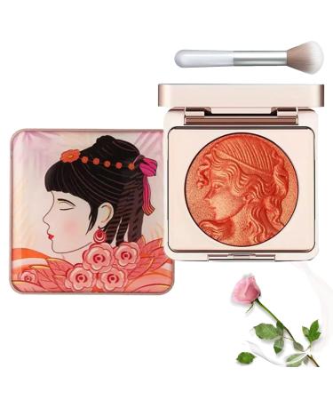 Embossed Smooth Powder Blush Palette for Cheeks Matte Face Powder Blush Palette Face Matte Blush Palette Natural Makeup Long Lasting Baked Texture for All Skins (Orange)