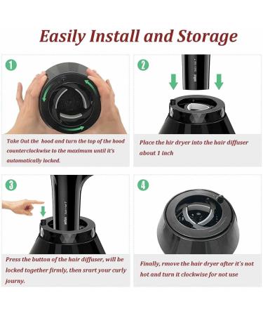 Adjustable Universal Hair Diffuser Nozzle for Curly, Thick, and Natural Hair - Black - Buy Online on GoSupps.com