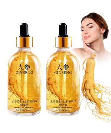 2Pcs Ginseng Polypeptide Anti-Ageing Essence  Ginseng Gold Polypeptide Anti-Wrinkle Essence  Ginseng Gold Polypeptide Anti-Ageing Essence  Ginseng Serum  for Tightening Sagging Skin Reduce Fine Lines