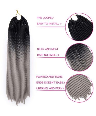 Tess Braids Extensions - Ombre 20 Twist Crochet Braiding Hair (100g) - Smooth Faux Locs | Black/Dark Gray | 20 Strands/Pack - International Shipping Available - Buy Online on GoSupps.com