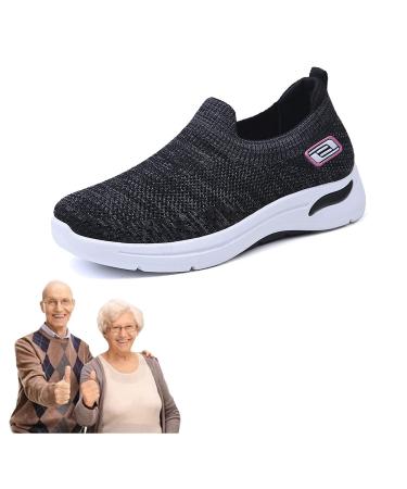 Hawtrytoa 2023 Air Cushion Pain Relief Orthopedic Shoes for The Elderly Black US9-9.5/EU41