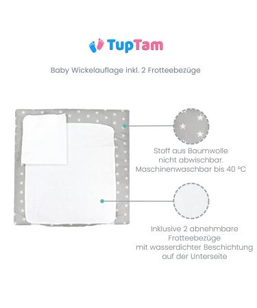 TupTam Baby Changing Mat with 2 Terry Cloth Covers - Stars Blue Gray 70 x 50 cm | International Shipping Available - Buy Online on GoSupps.com
