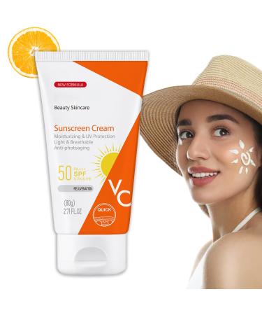 Vitamin C Sunscreen for Body and Face Body Sunscreen SPF 50 Face Moisturiser with Niacinamide Moisturizing Face Sunscreen Strong Protection Sunscreen Body Lotion Water + Sweat Resistan