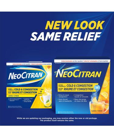 NeoCitran Extra Strength Cold and Congestion for Non-Drowsy Relief Lemon 10 Count - Buy Online on GoSupps.com
