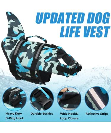 Emust Adjustable Dog Life Jacket - Safety Vest for Small/Medium/Large Dogs - Water Safety with Rescue Handle - Perfect for Swimming Pool & Beach - Blue Camouflage - Buy Online on GoSupps.com