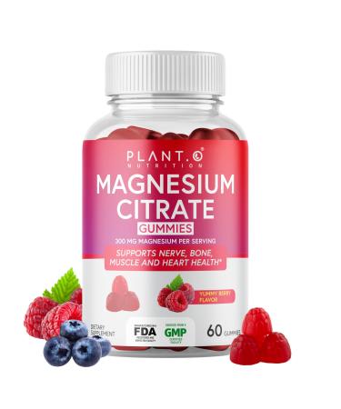 Calm Magnesium Gummies 300 mg per Serving of Magnesium Citrate | Relaxation Muscle Bone & Energy Support | Raspberry Flavor | 60 Chewable Magnesium